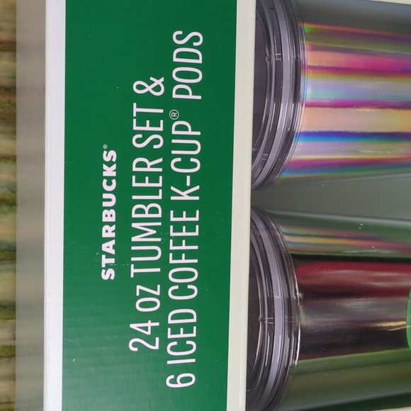 Starbucks 24 oz Tumbler Set & 6 Iced Coffee K-Cup Pods In Green Tones - Picture 2 of 7